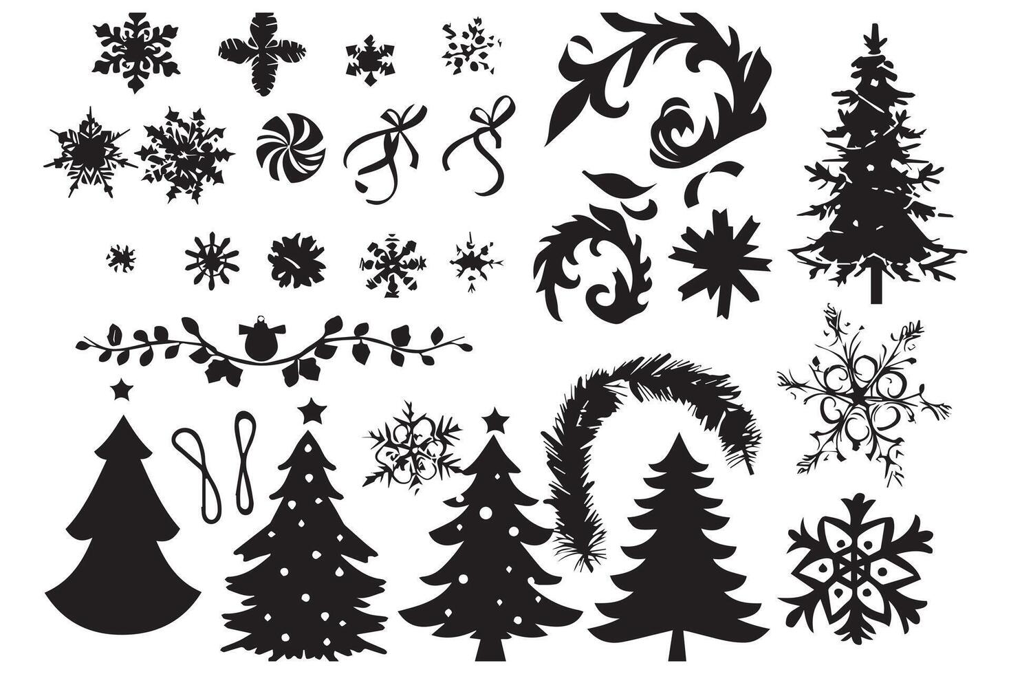 Christmas set of silhouettes pro design vector