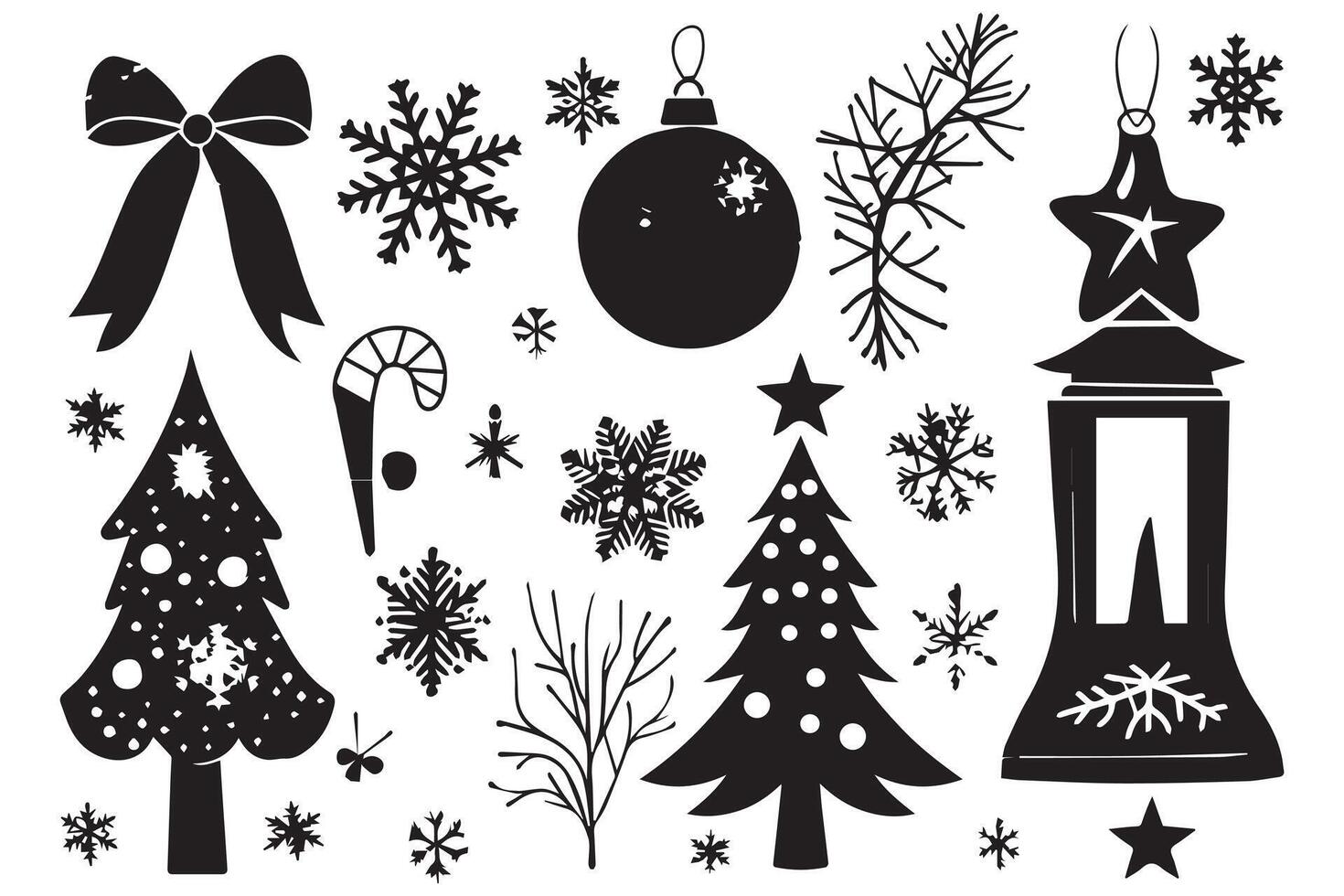 Christmas set of design elements silhouettes pro design vector