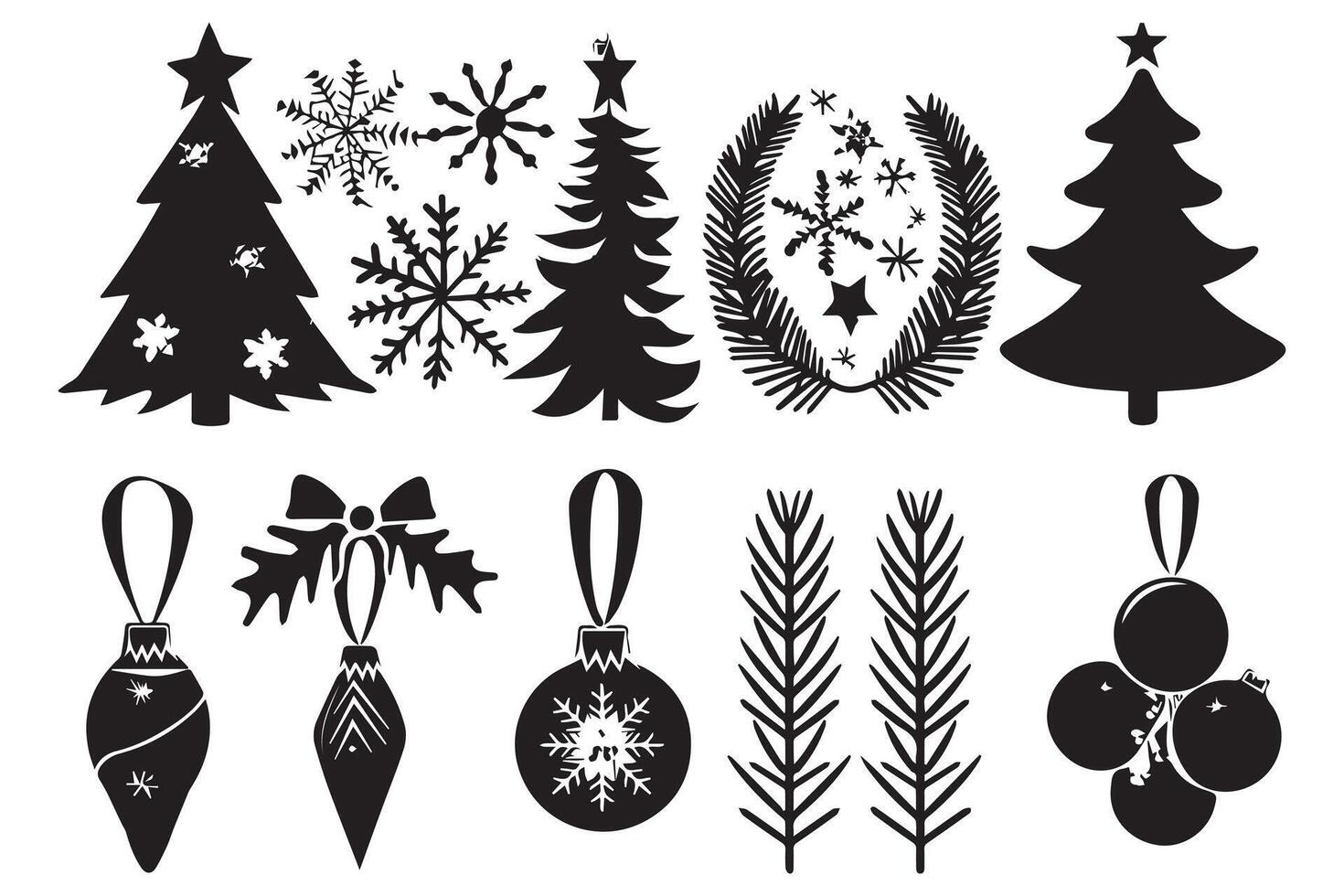 Christmas set of design elements silhouettes pro design vector