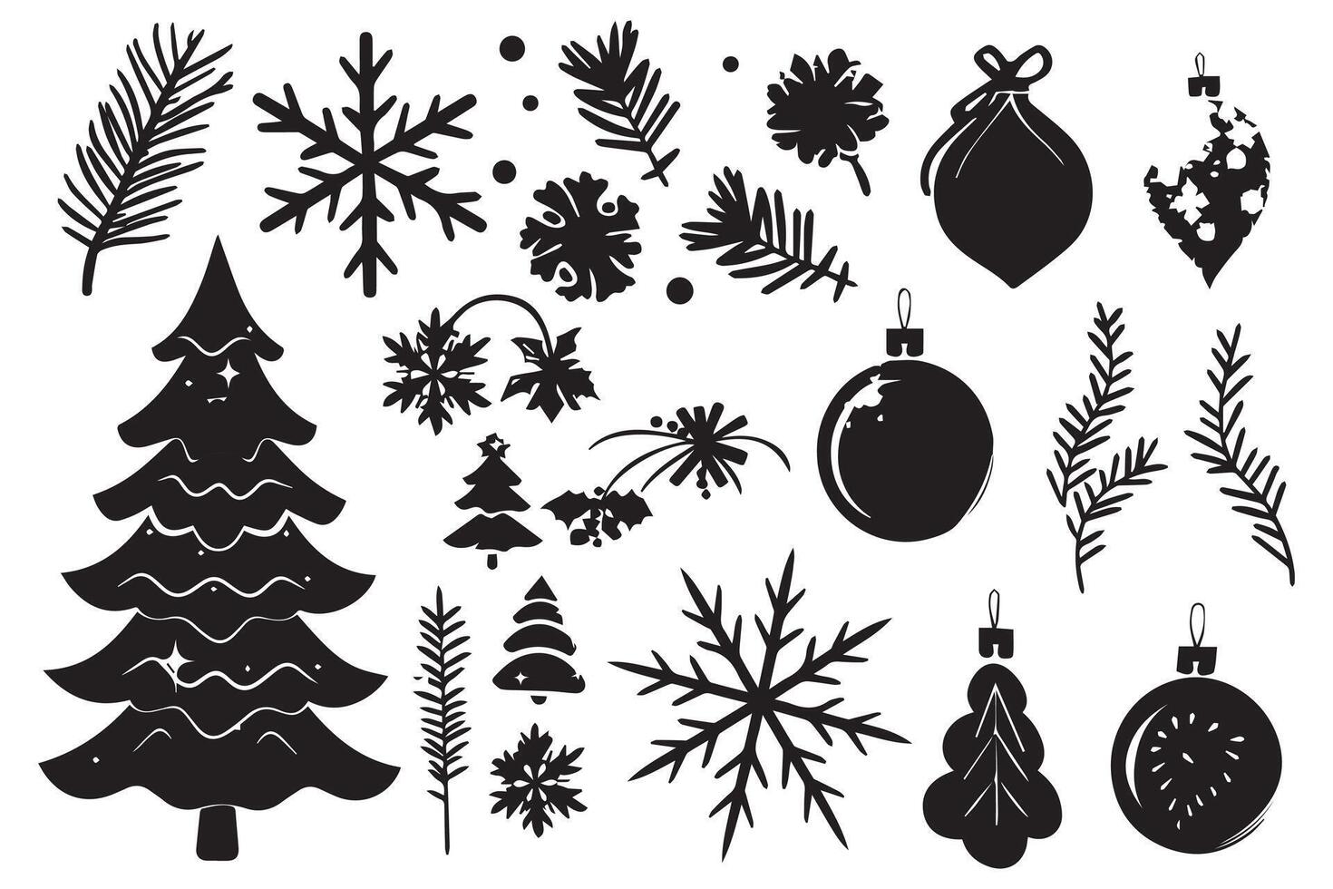 Christmas set of silhouettes pro design vector