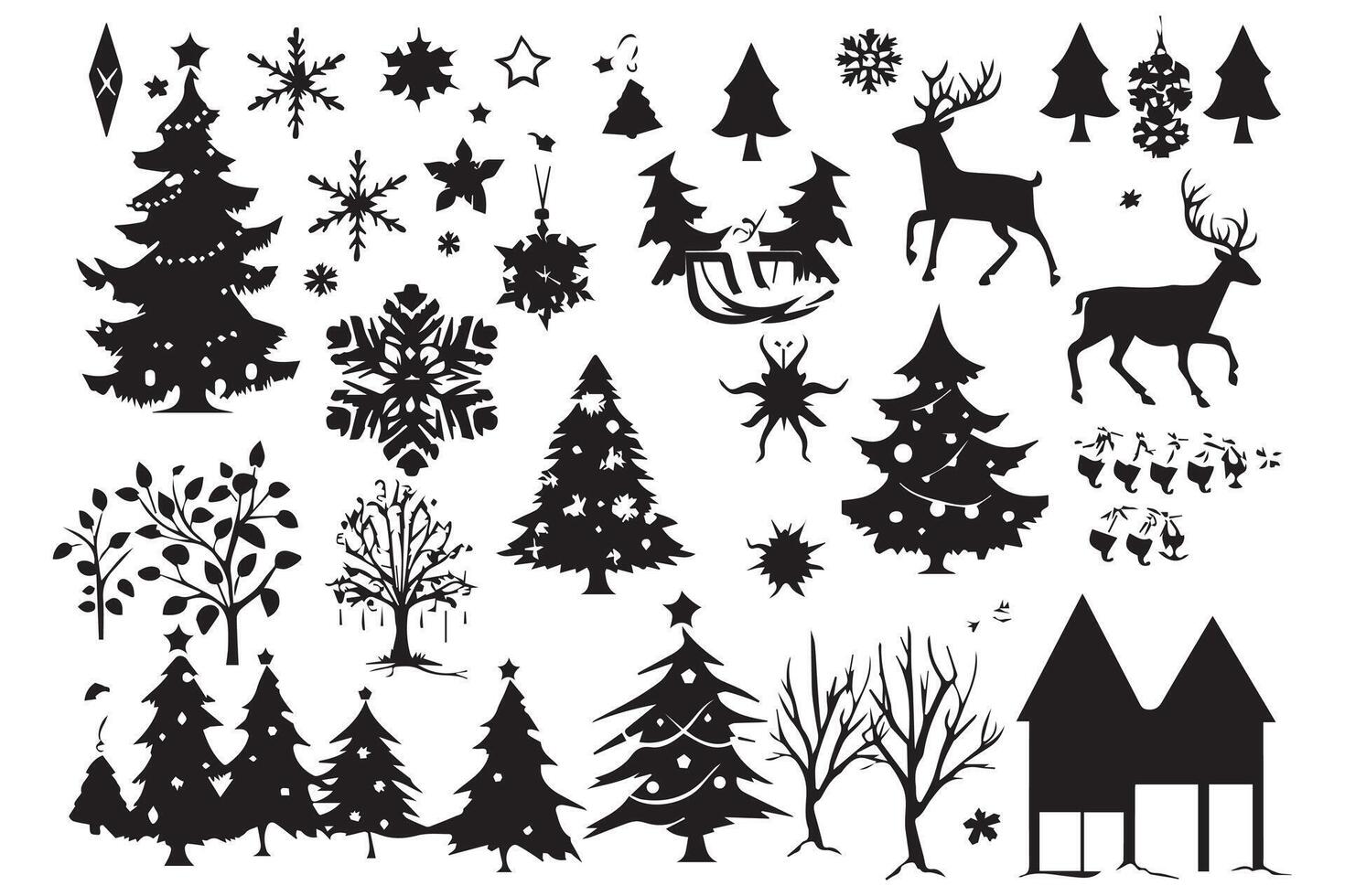 Christmas set of design elements silhouettes pro design vector