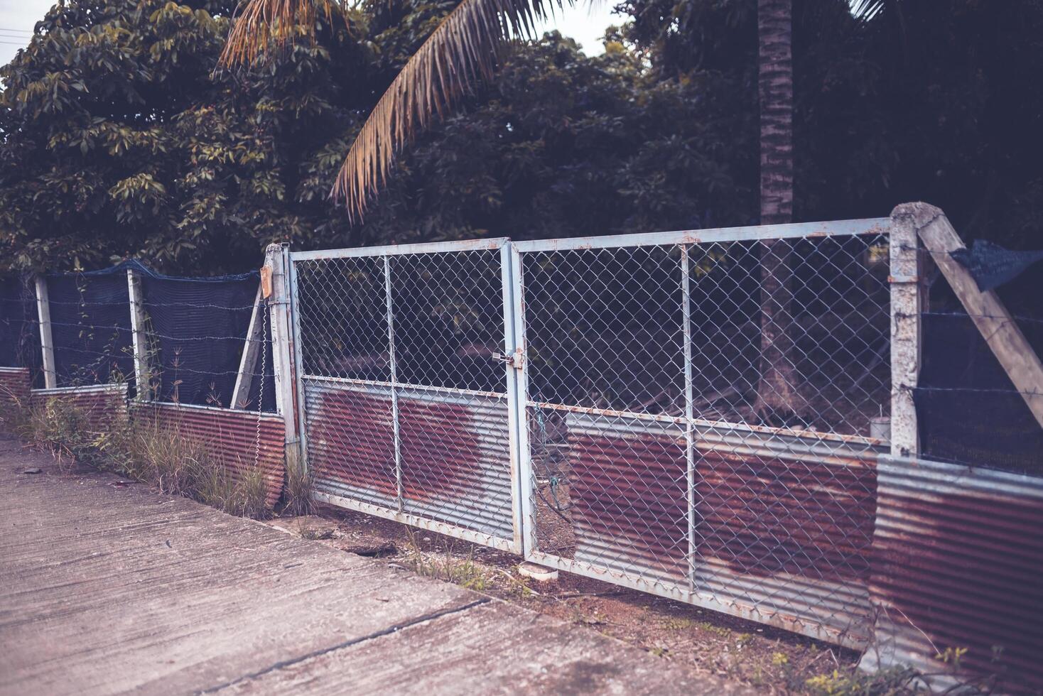 Chain Link Fence Gates Locked With Keys. The Concept Of Protecting Areas photo
