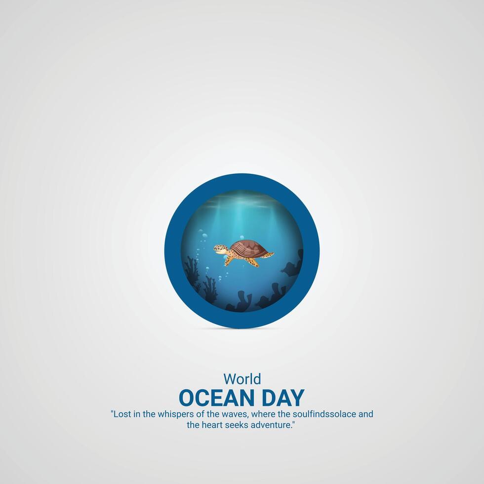World Oceans Day. World Oceans Day creative ads design. Jun 8. poster, banner illustration . 3D vector