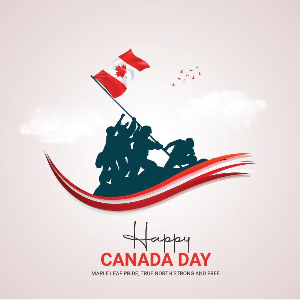 Happy Canada day. Canada independence day creative ads 1 July. 3d illustration vector