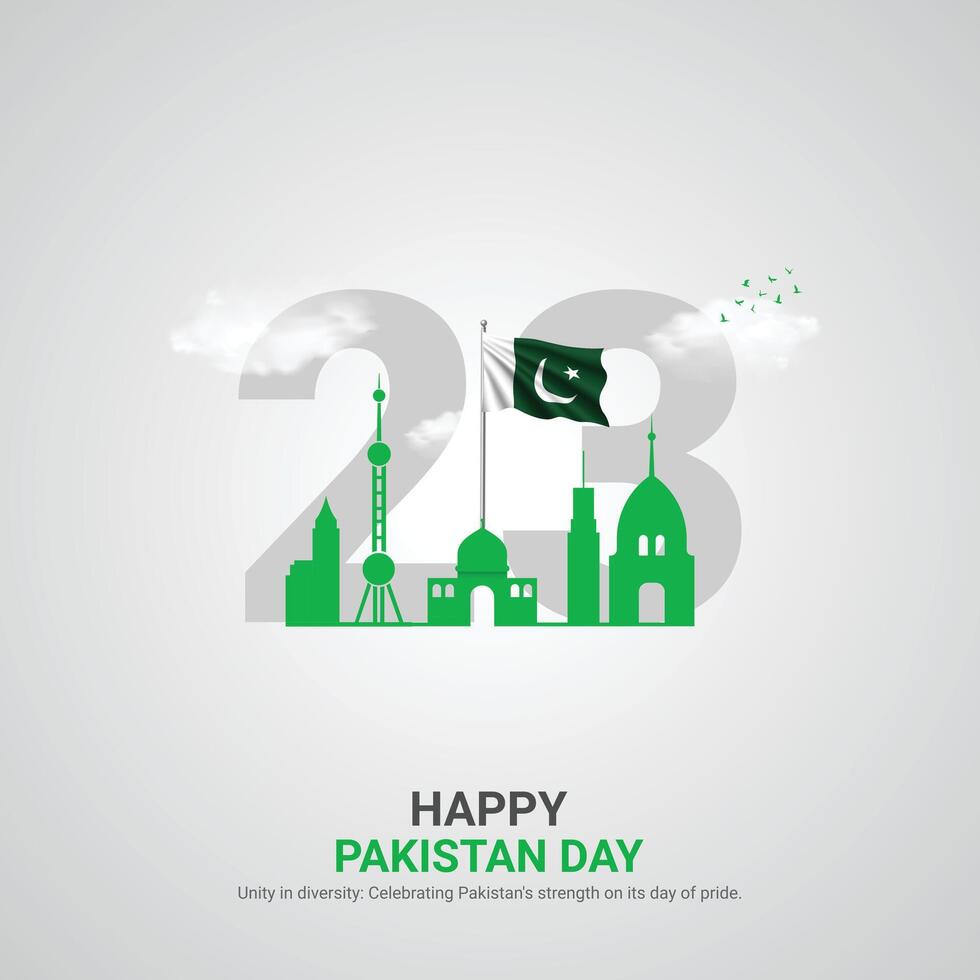 pakistan resolution day. pakistan resolution day creative ads design. post, , 3D illustration. vector