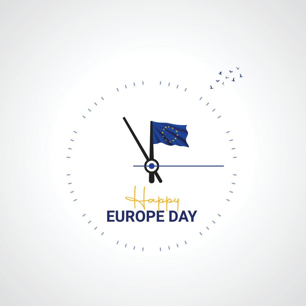 Happy Europe Day creative ads design. May 9 Europe Day social media poster 3D illustration. vector