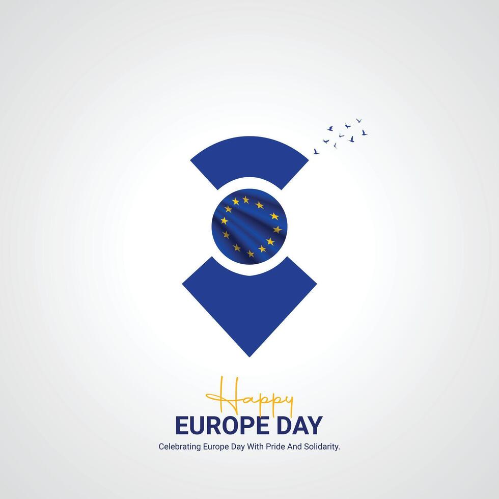 Happy Europe Day creative ads design. May 9 Europe Day social media poster 3D illustration. vector
