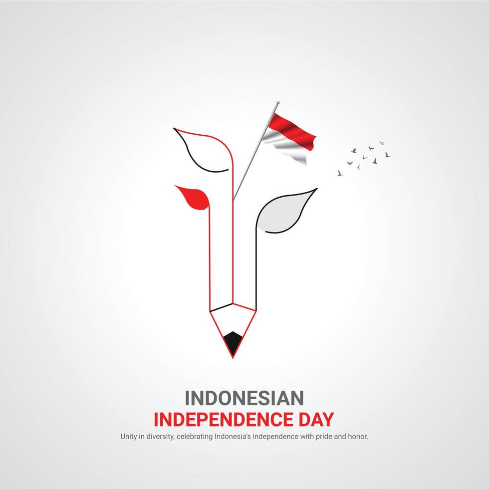 indonesia independence day. indonesia independence day creative ads design. 3D illustration. vector