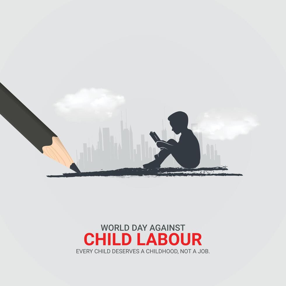 World day against Child labour. Child labour creative ads design 12 June. , 3D illustration. vector