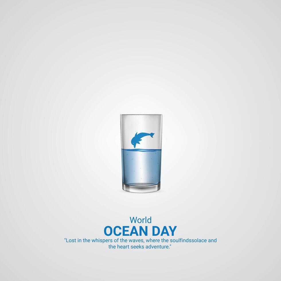 World Oceans Day. World Oceans Day creative ads design. Jun 8. poster, banner illustration . 3D vector