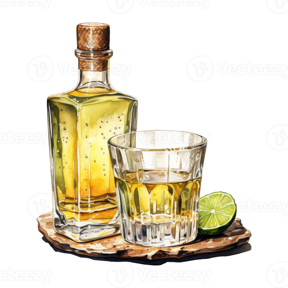 Clear Bottle of Tequila png