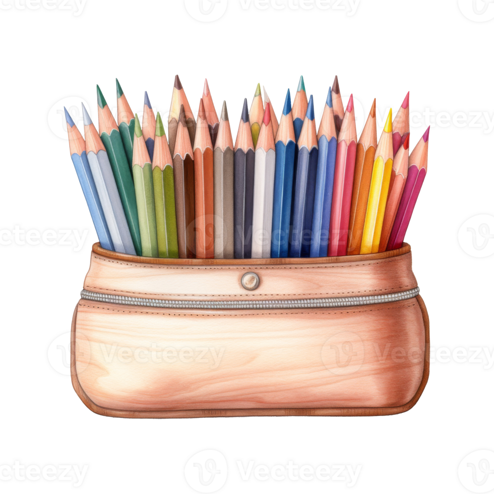 Colored Pencils Set in Colorful Cases png