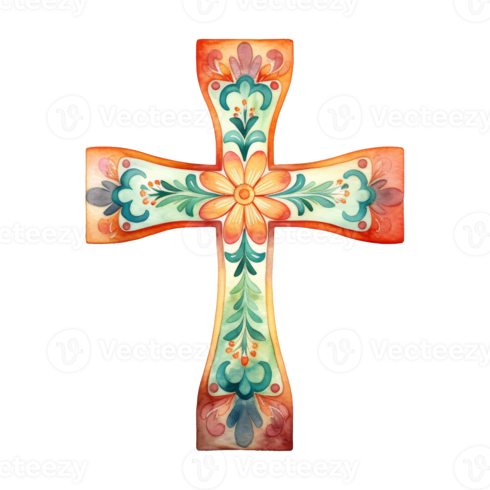 Crosses Adorned with Colorful Flowers png