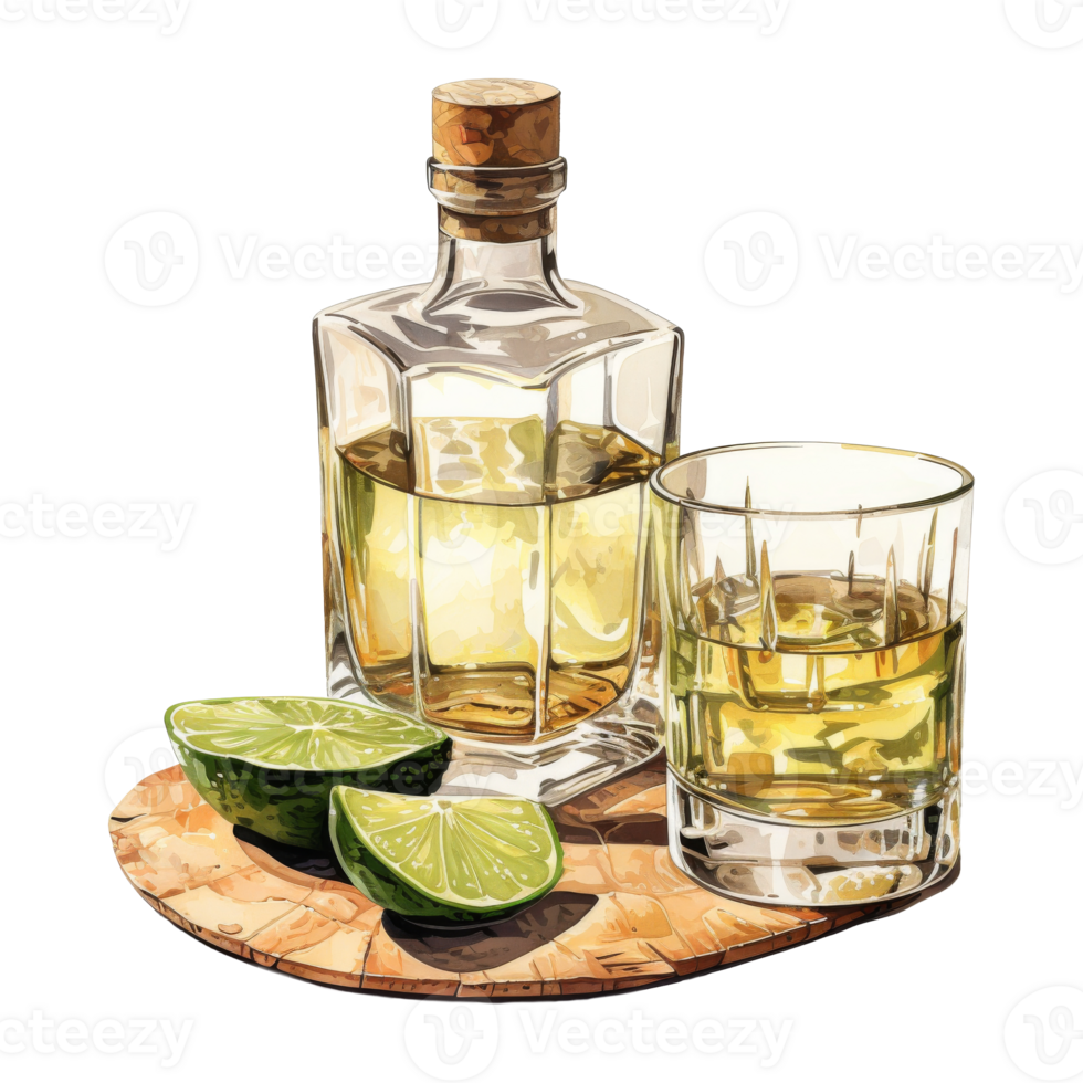 Clear Bottle of Tequila png
