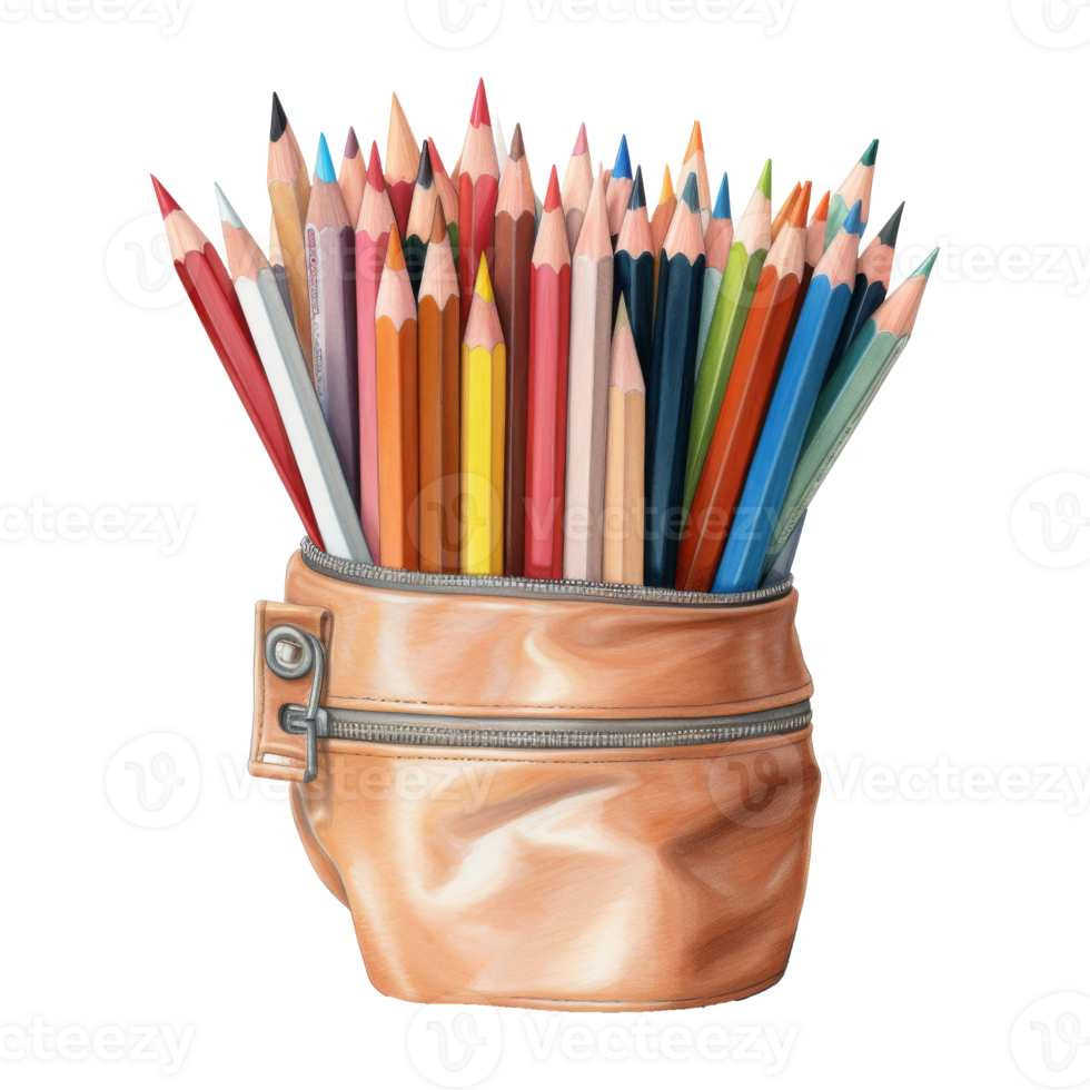 Colored Pencils Set in Colorful Cases png