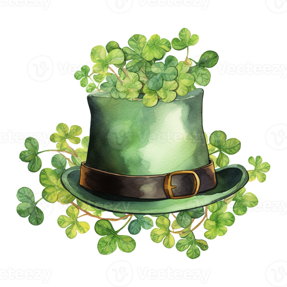 Green Hat Adorned with Clovers png