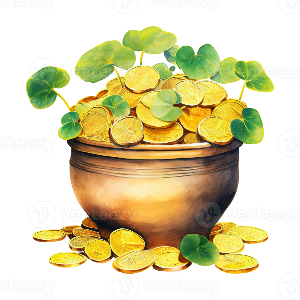 Gleaming Pots Overflowing with Precious Gold png