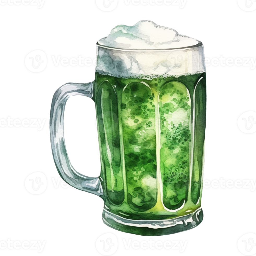 Green Beer Glasses Overflowing with Frothy Foam png
