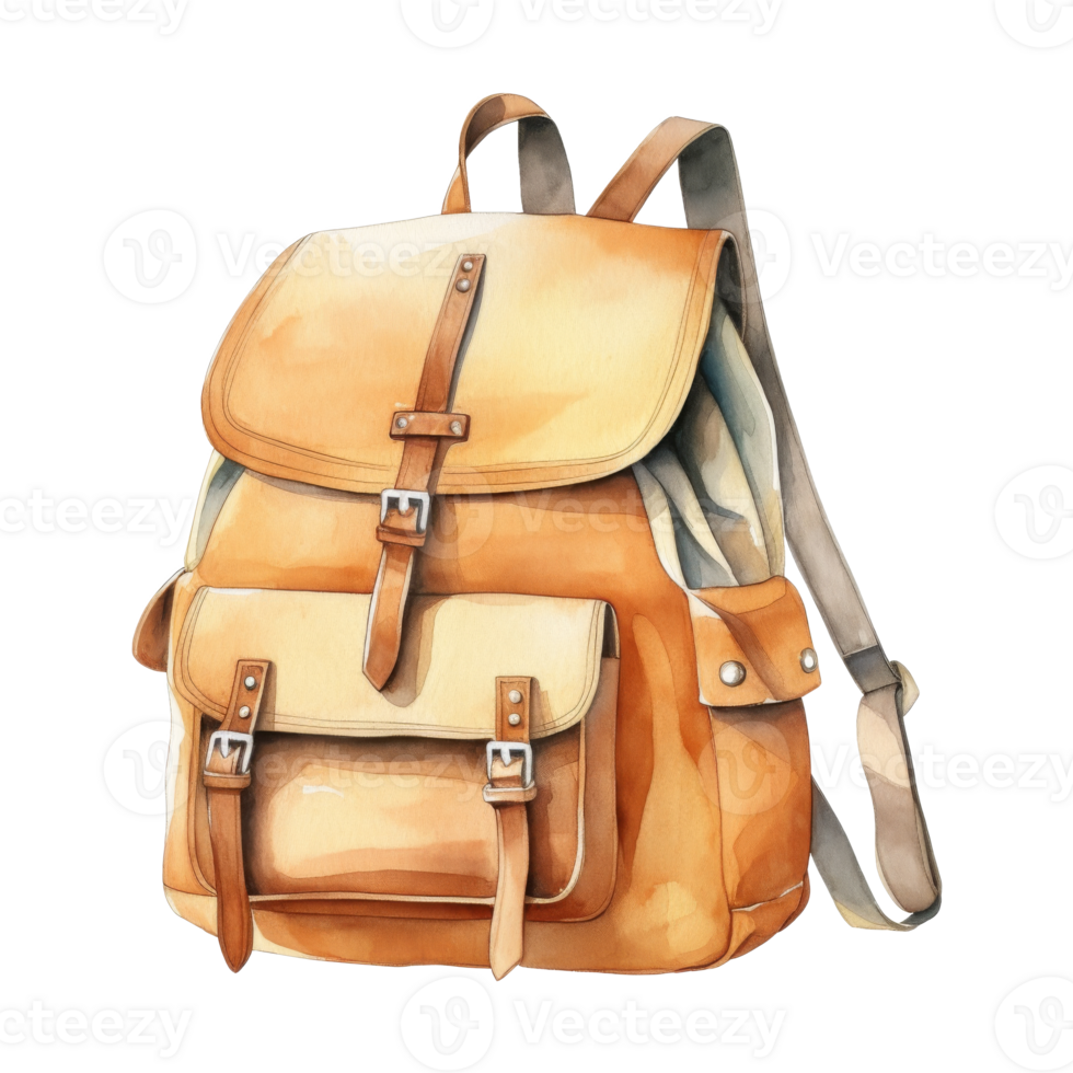 acuarela ilustración de un vibrante mochila para aventurero viajes png