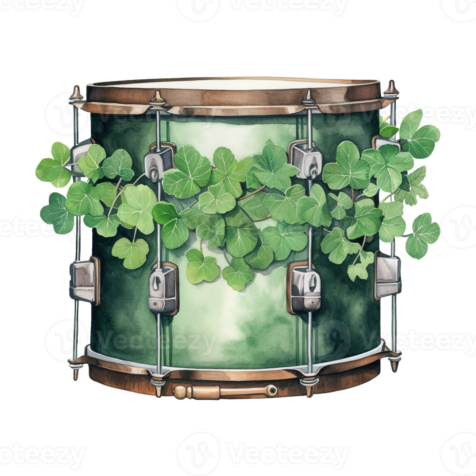 Festive Drum Decorated with Shamrock png
