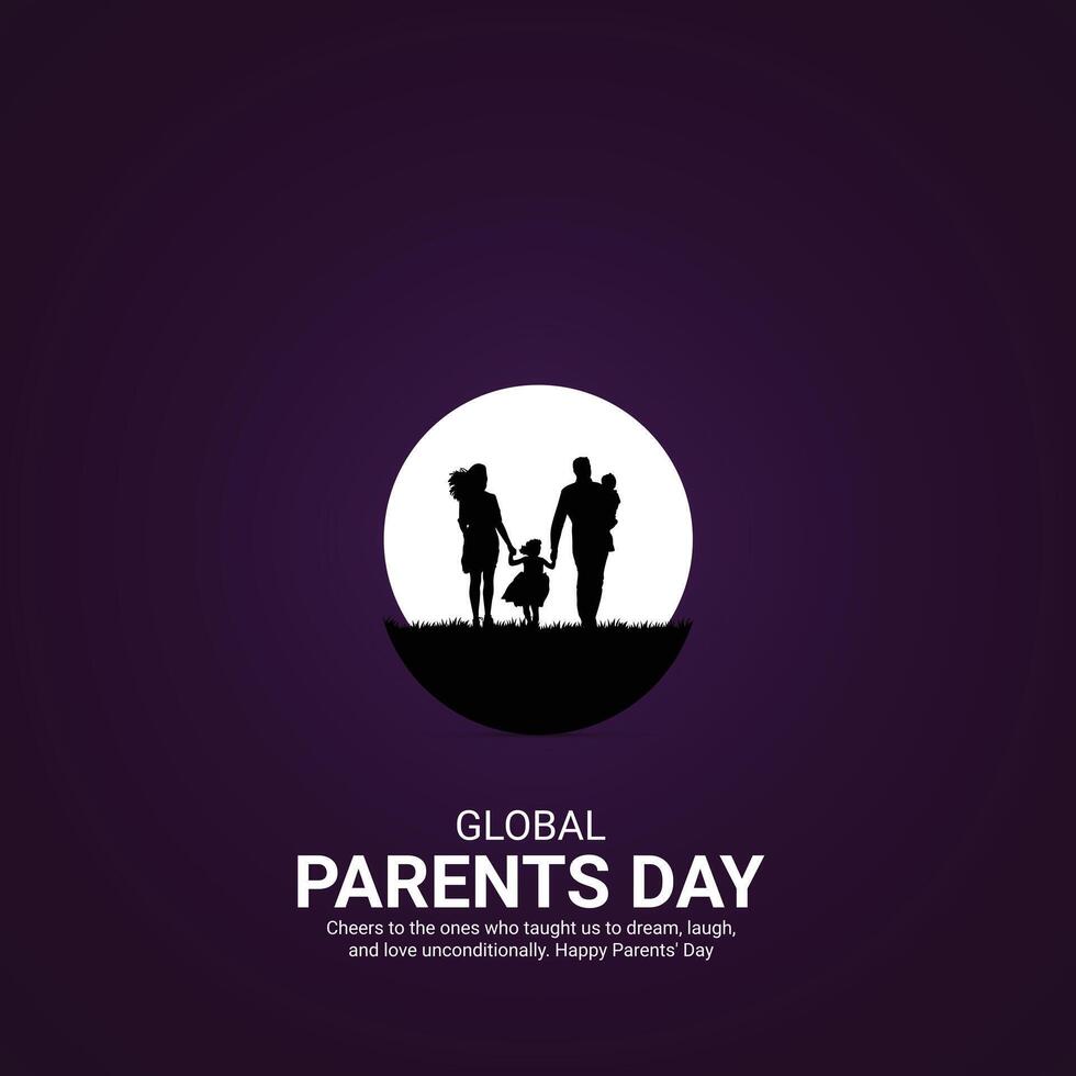 global parent's day. parent's day creative ads design Jun 1 . social media poster, , 3D illustration. vector