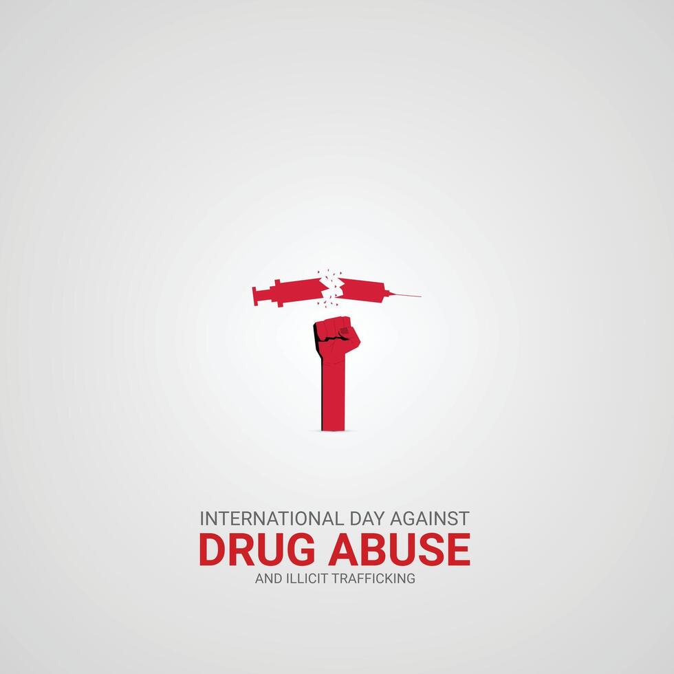 International Day Against Drug Abuse and Illicit Trafficking creative ads. June 26th, , illustrator,3d vector
