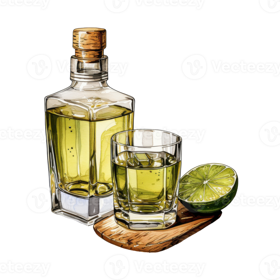 Clear Bottle of Tequila png