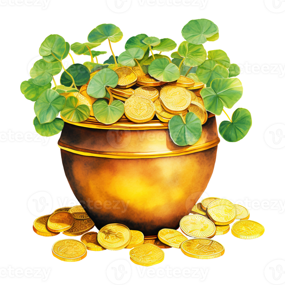 Gleaming Pots Overflowing with Precious Gold png