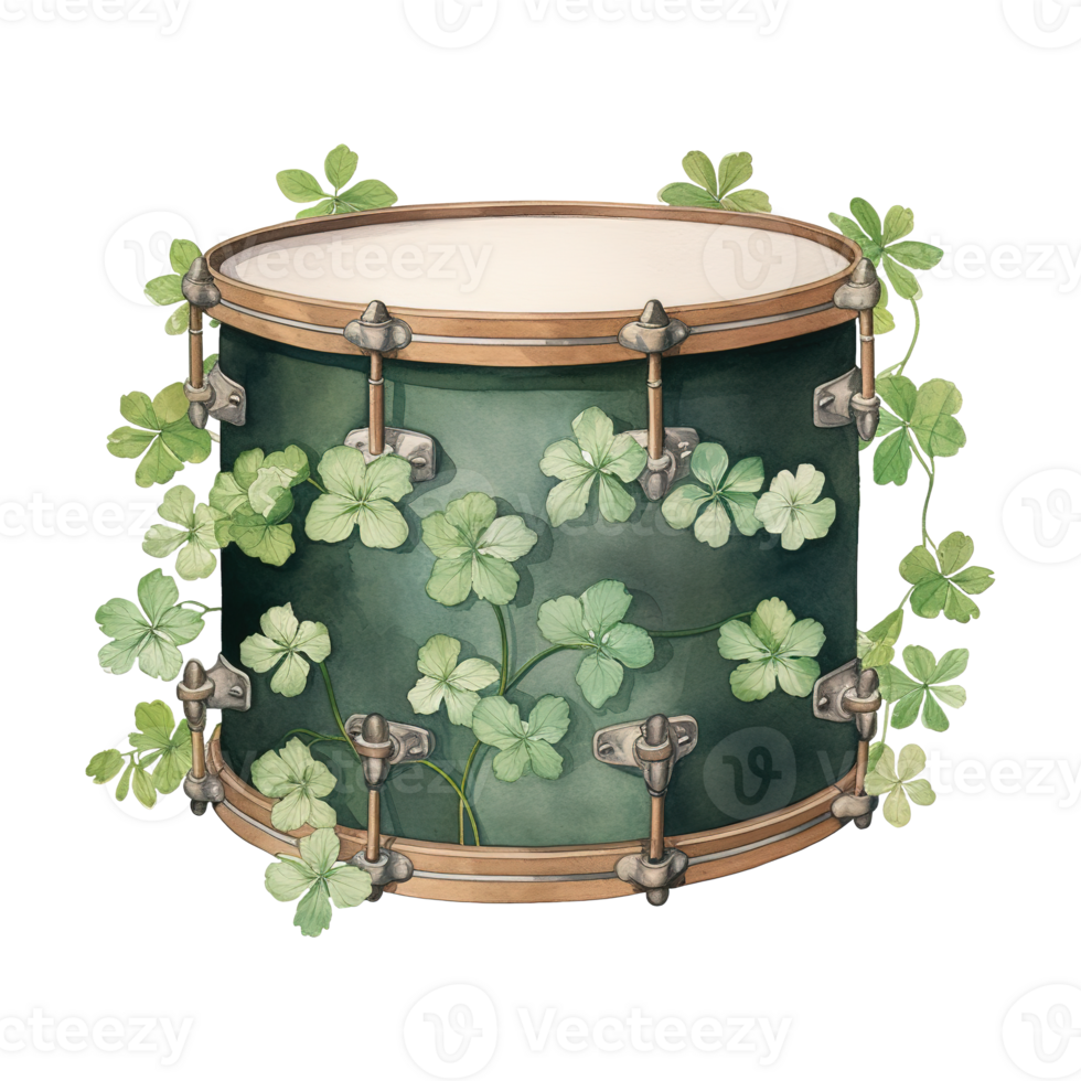 Festive Drum Decorated with Shamrock png