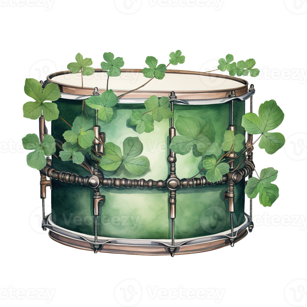 Festive Drum Decorated with Shamrock png