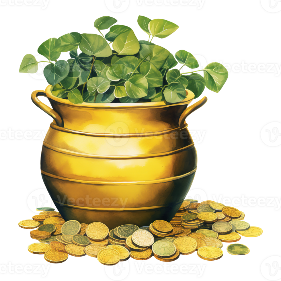 Gleaming Pots Overflowing with Precious Gold png