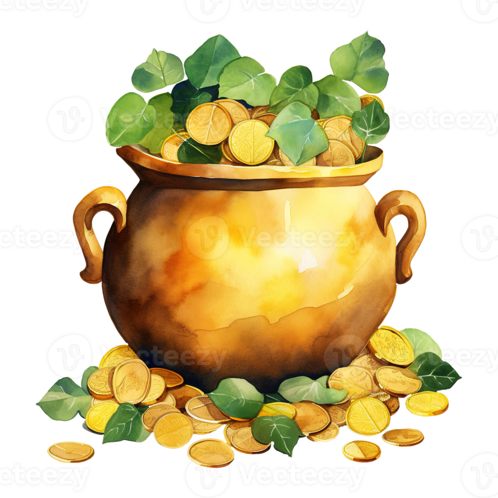 Gleaming Pots Overflowing with Precious Gold png