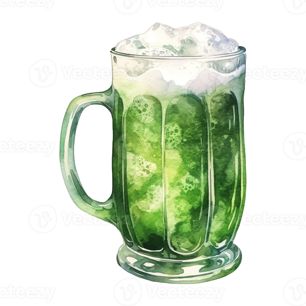 Green Beer Glasses Overflowing with Frothy Foam png