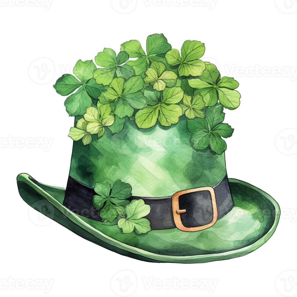 Green Hat Adorned with Clovers png