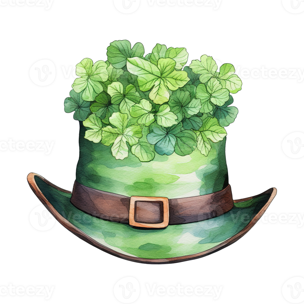 Green Hat Adorned with Clovers png