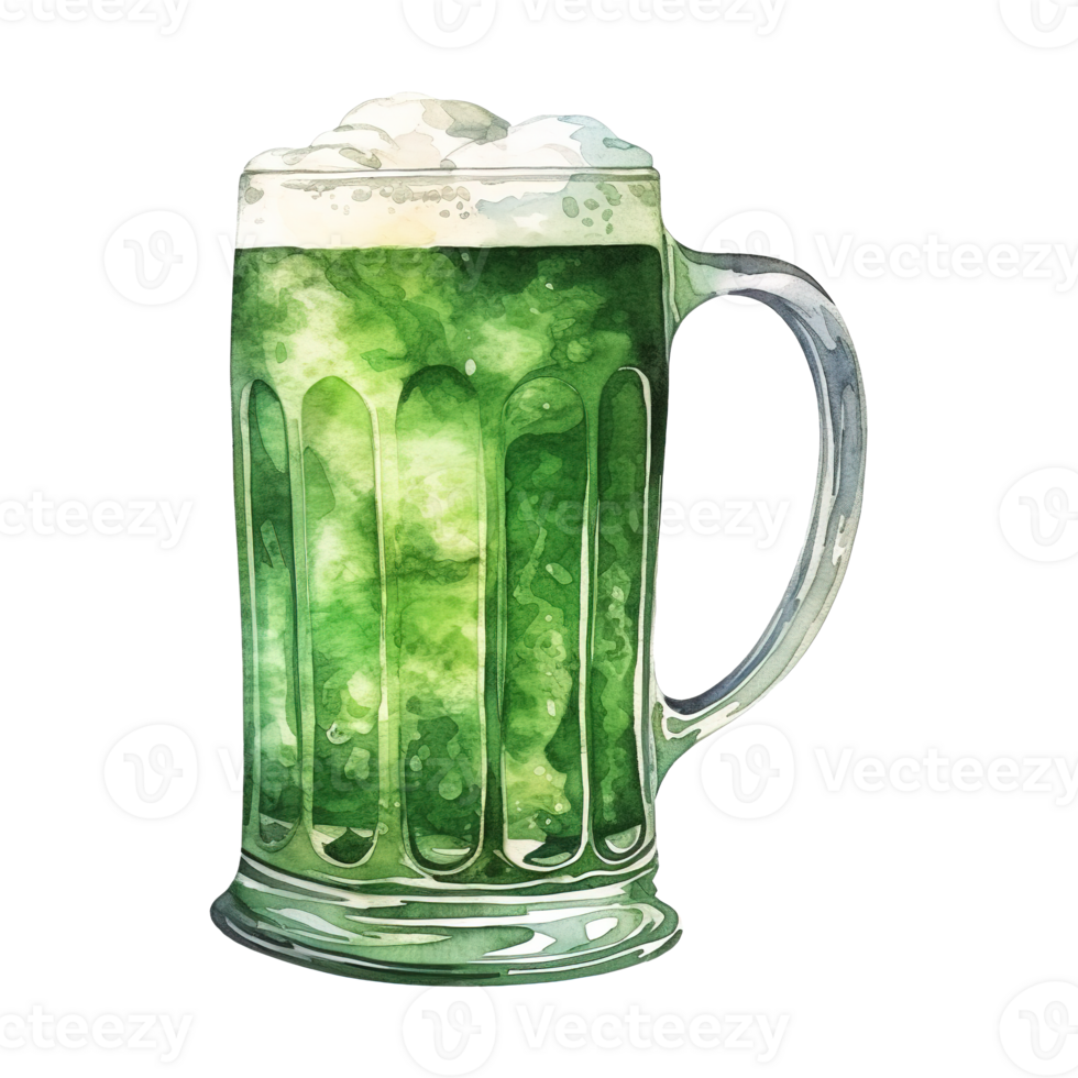 Green Beer Glasses Overflowing with Frothy Foam png