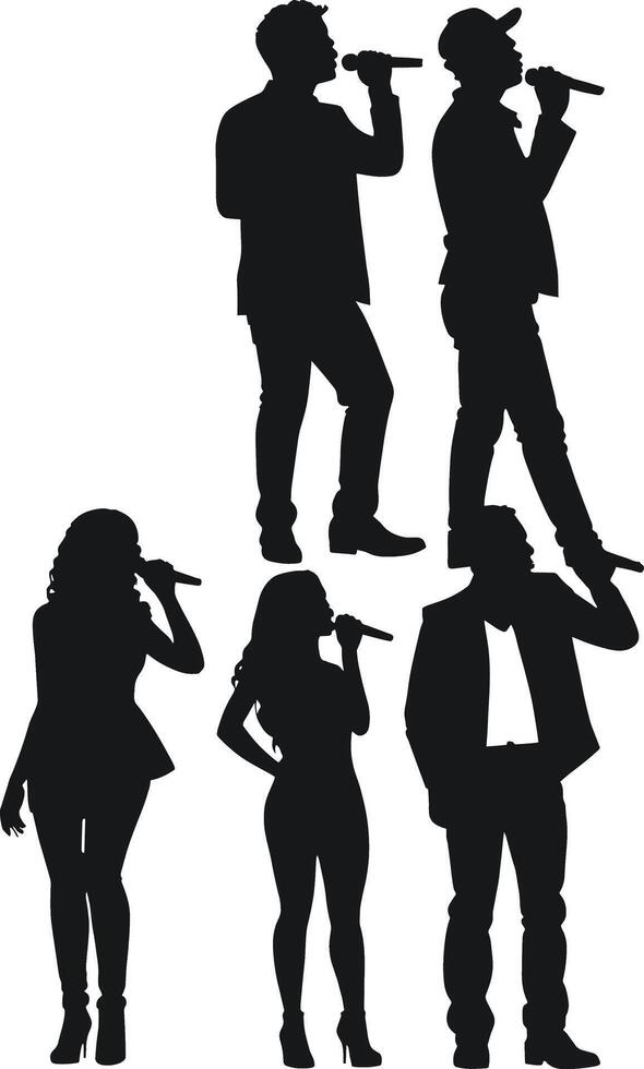 Set of silhouettes of musicians on a white background. illustration vector