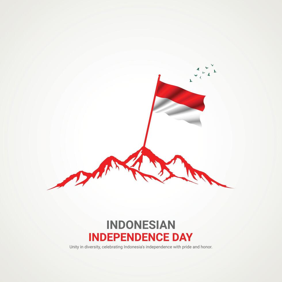 indonesia independence day. indonesia independence day creative ads design. 3D illustration. vector