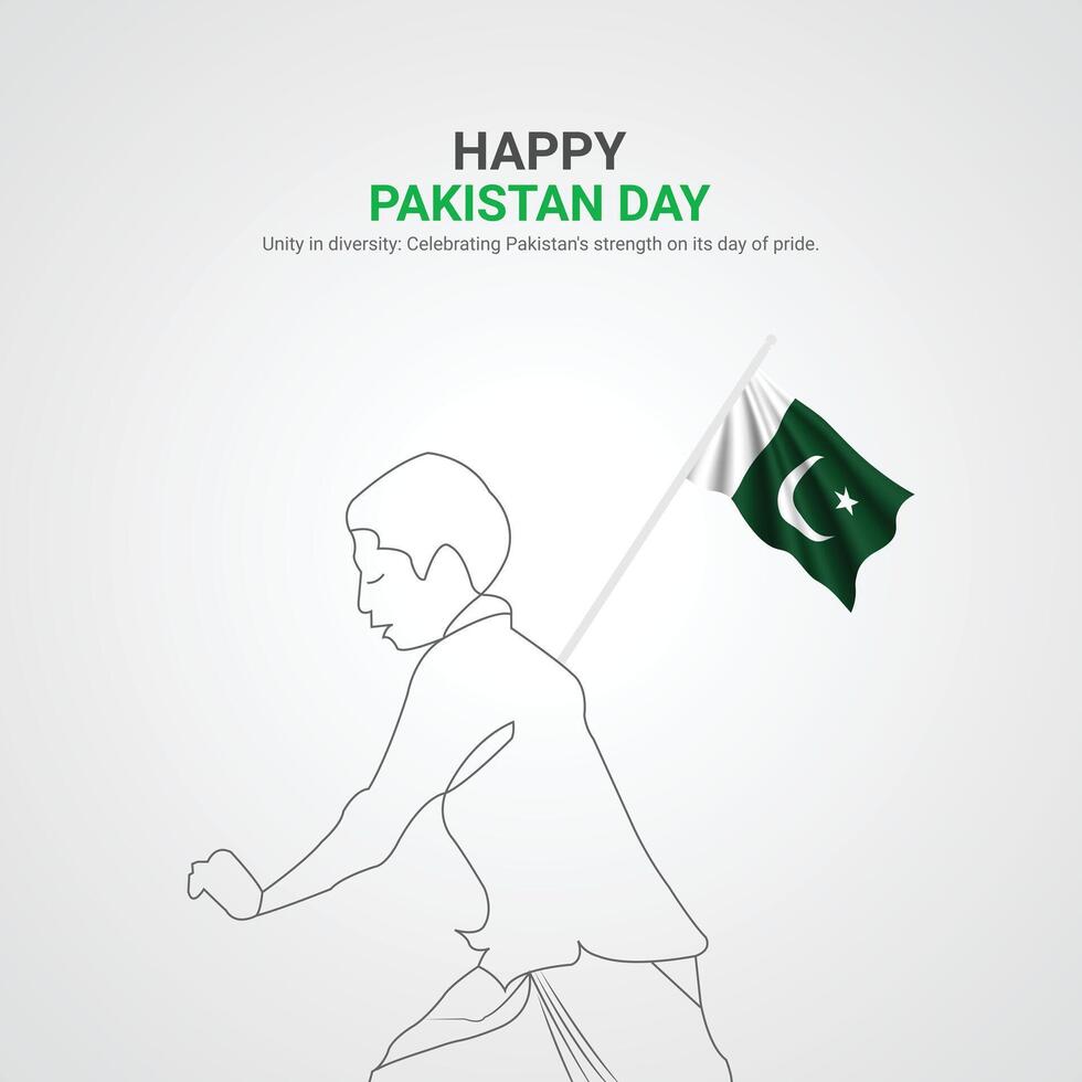 pakistan resolution day. pakistan resolution day creative ads design. post, , 3D illustration. vector