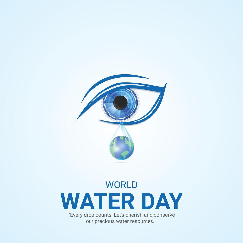 World water day. water day creative ads design March 22. social media poster, , 3D illustration. vector