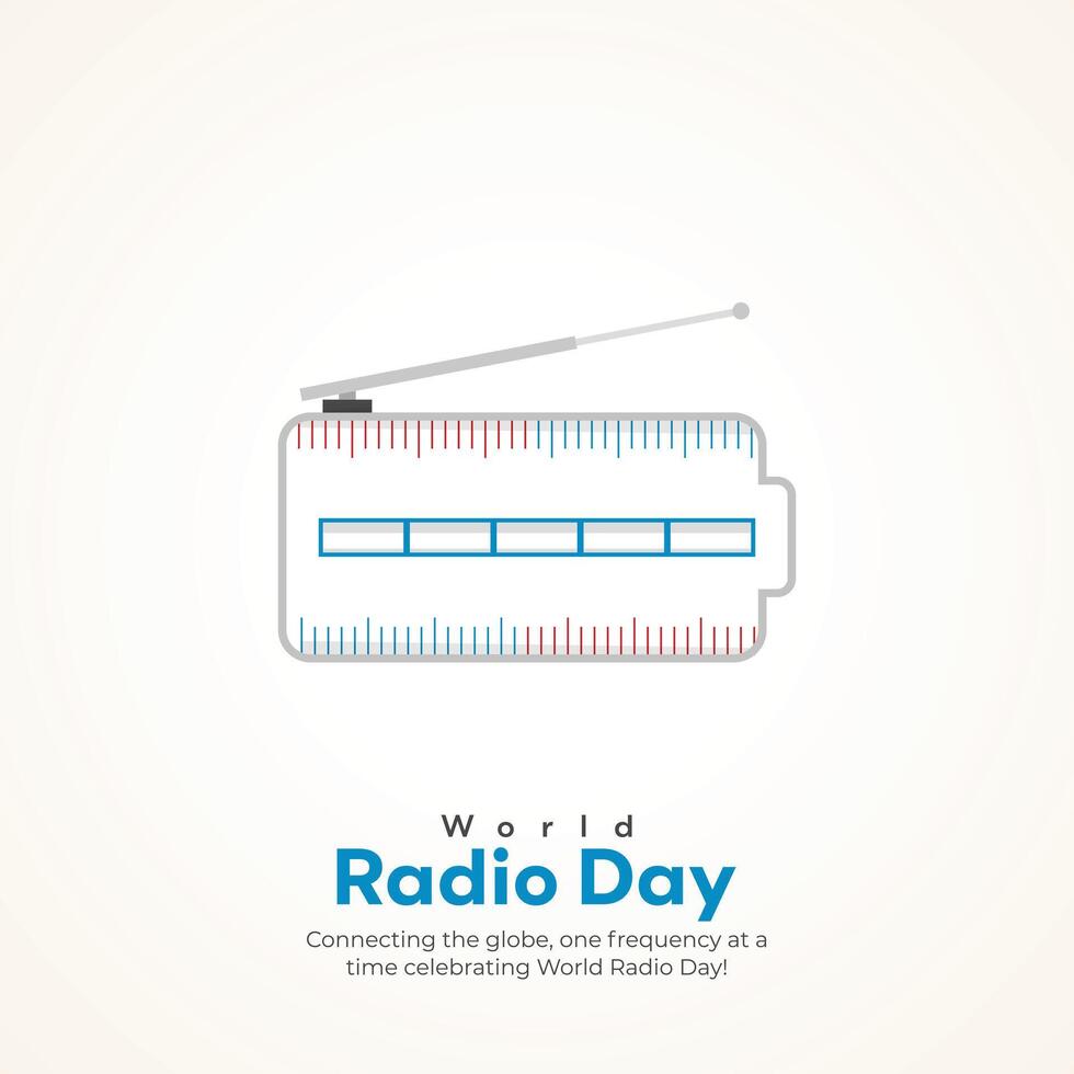 World radio day creative ads design. February 13 Radio Day social media poster 3D illustration. vector