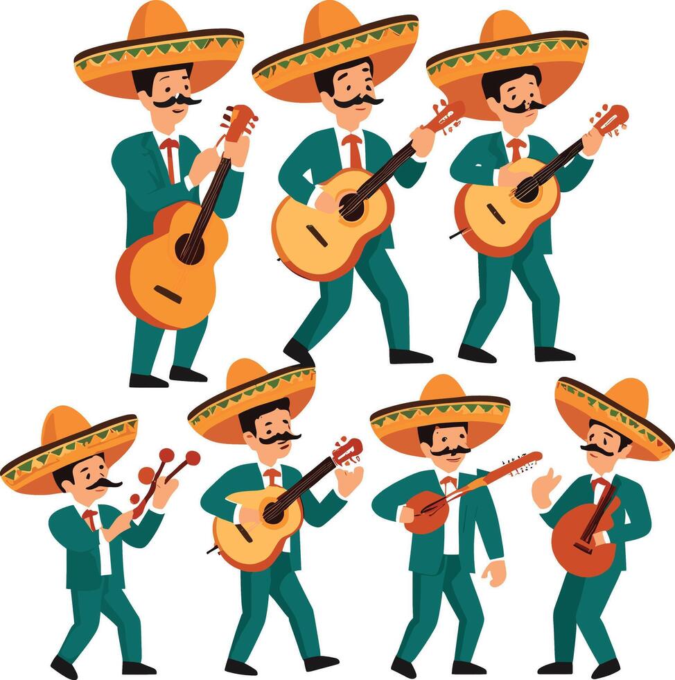 Set of silhouettes of musicians on a white background. illustration vector