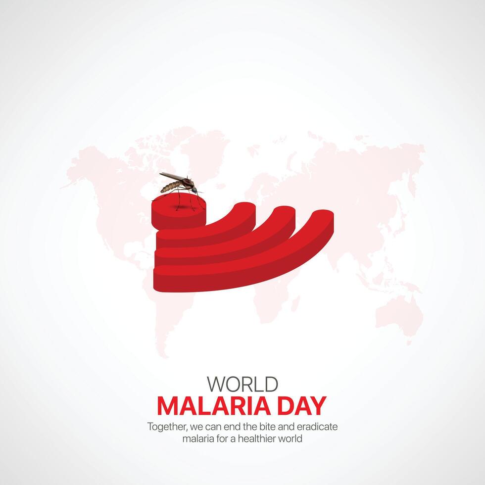 mundo malaria día. mundo malaria día creativo anuncios diseño abril 25 social medios de comunicación póster, , 3d ilustración. vector