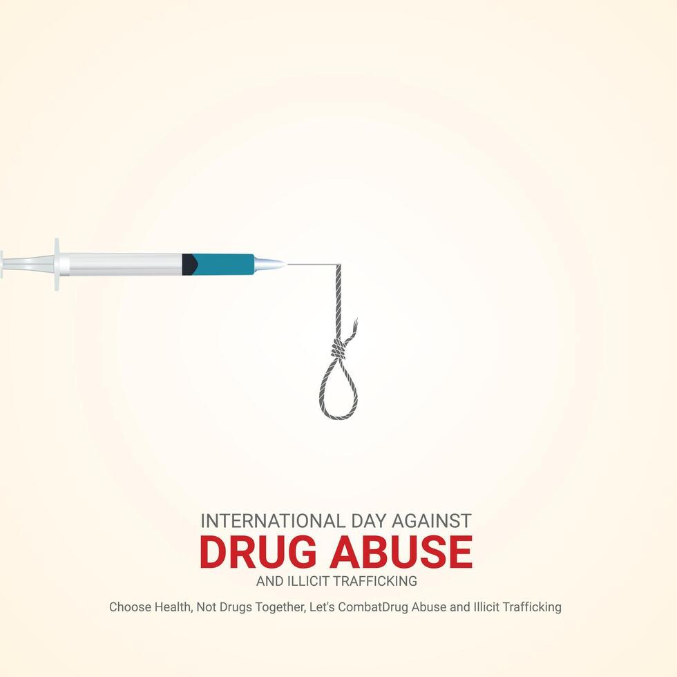 International Day Against Drug Abuse and Illicit Trafficking creative ads. June 26th, , illustrator,3d vector