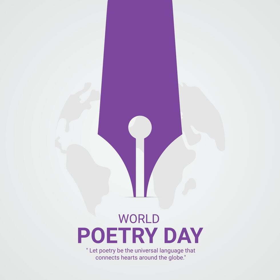 World poetry day creative ads design. March 21 World poetry day social media poster 3D illustration. vector