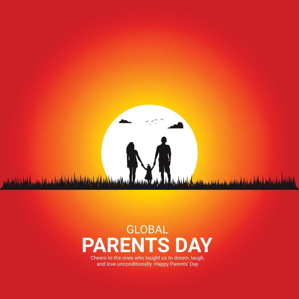 global parent's day. parent's day creative ads design Jun 1 . social media poster, , 3D illustration. vector