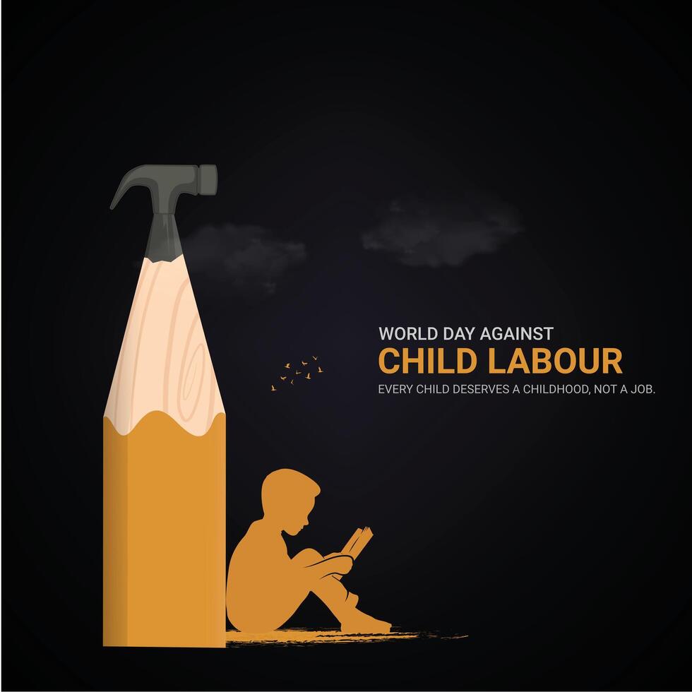 World day against Child labour. Child labour creative ads design 12 June. , 3D illustration. vector