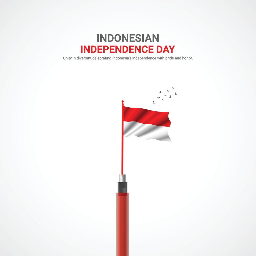 indonesia independence day. indonesia independence day creative ads design. 3D illustration. vector