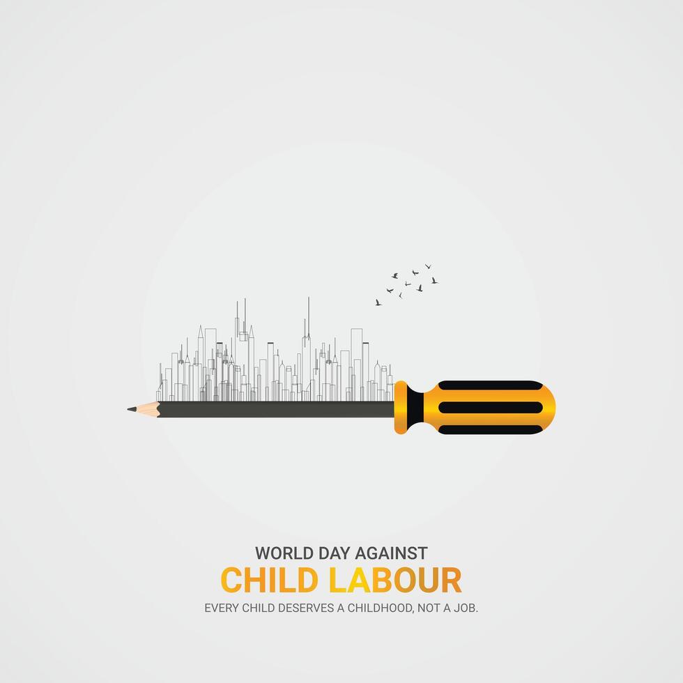World day against Child labour. Child labour creative ads design 12 June. , 3D illustration. vector