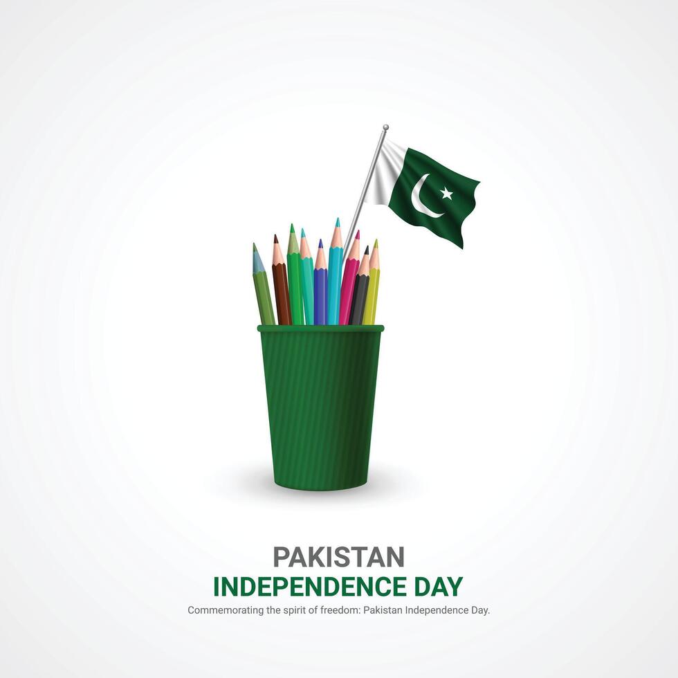 pakistan independence day. pakistan independence day creative ads design. post, , 3D illustration. vector